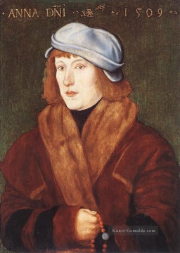  Hans Werke - Porträt eines jungen Mannes mit einem Rosenkranz Renaissance Maler Hans Baldung